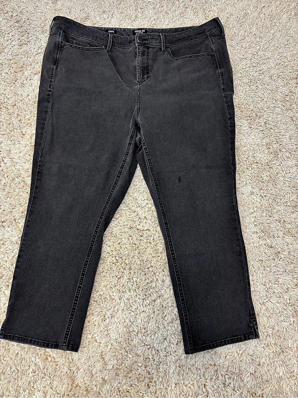 NYDJ Size 22 Black Jeans Cropped Curves 360 SHAPE Straight leg with Side Slit